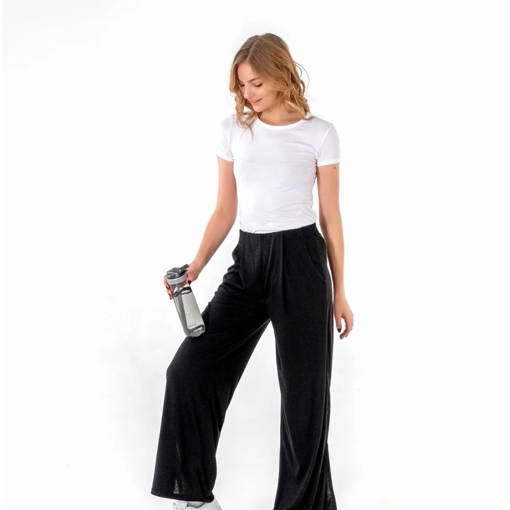 Veil Swift Black Wide-Leg Women's Pants, Size L